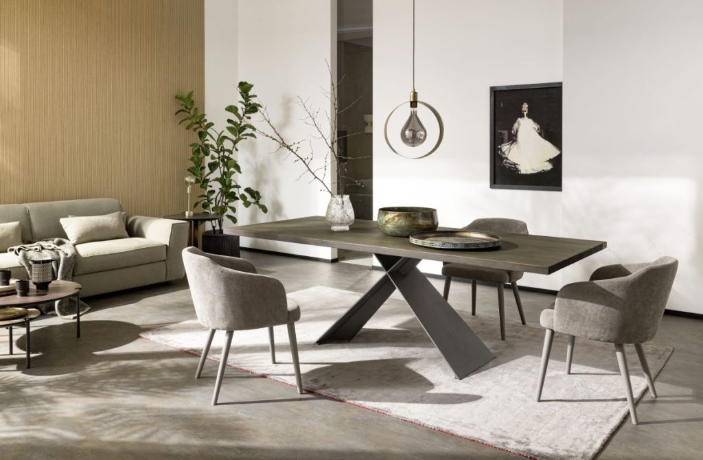 Mesa comedor madera con pata metálica